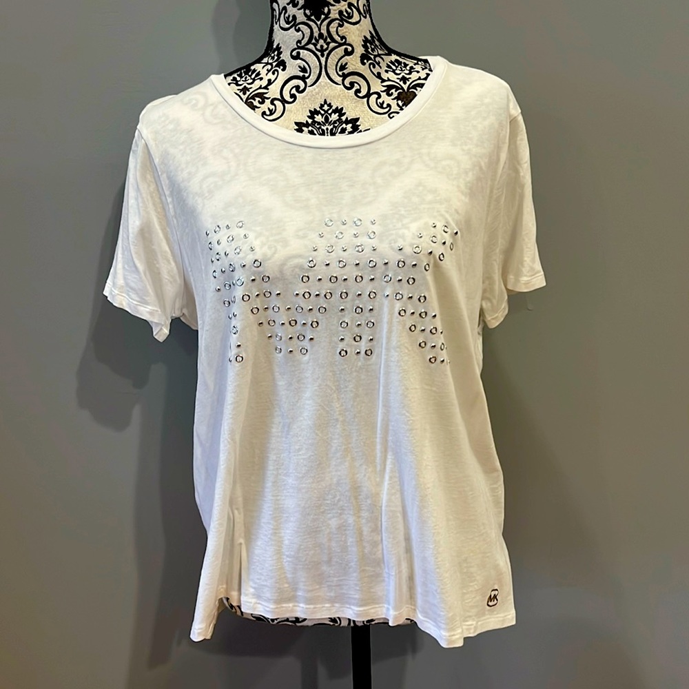 Michael Kors, white T-shirt with silver rivets